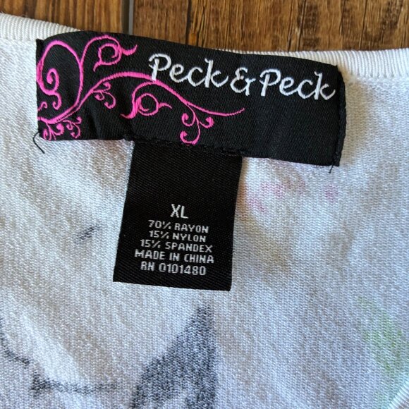 Peck & Peck Floral Print Lightweight Knit Top w/Sequin & Bead Accents Size XL - Picture 8 of 10